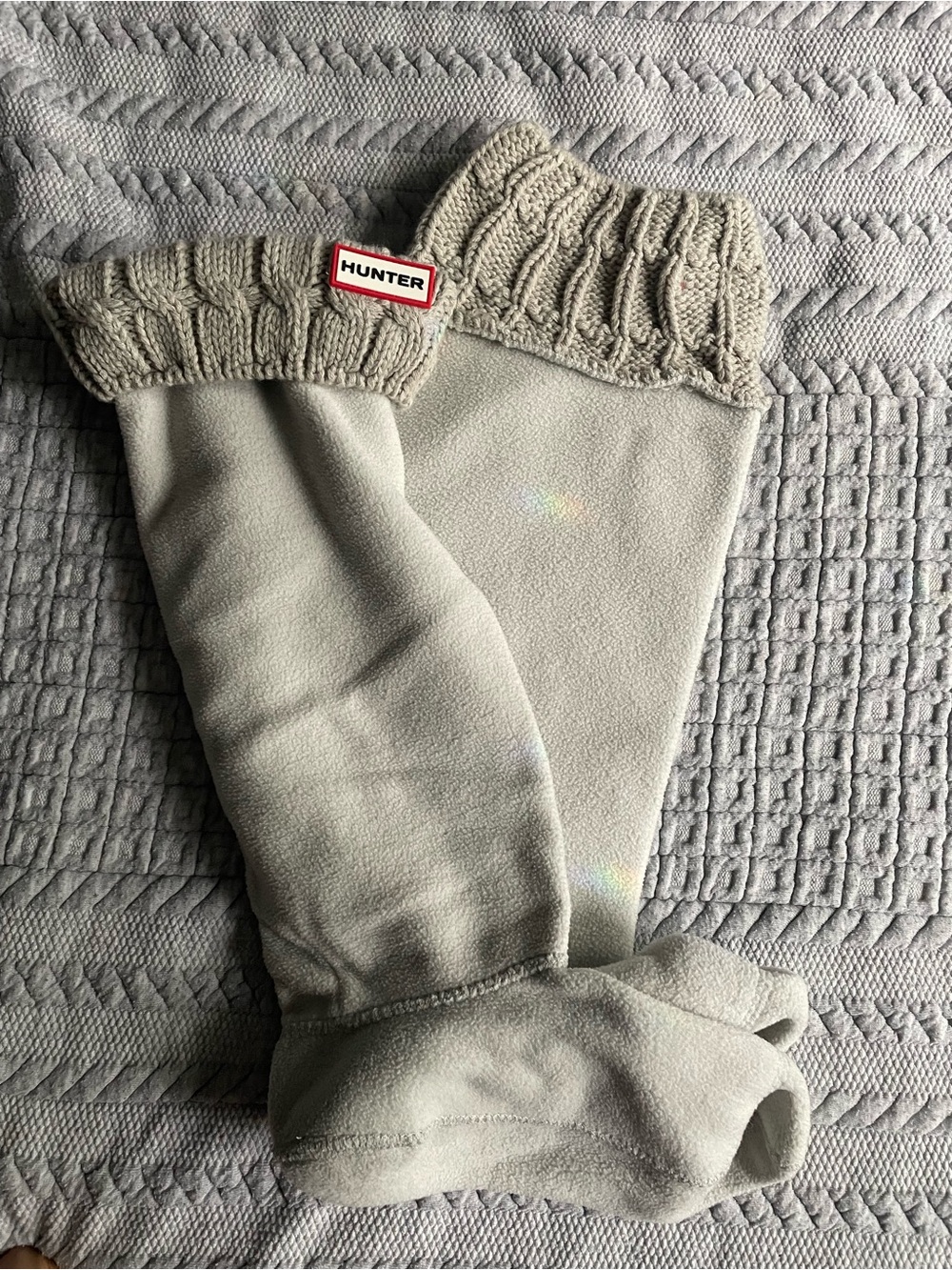 Hunter Knee-High Fleece-Lined Boot Socks in Light Gray